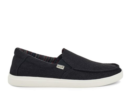 Sanuk Mens Sideline 2 Hemp Slip-on Black Sneakers | TWAVQS812